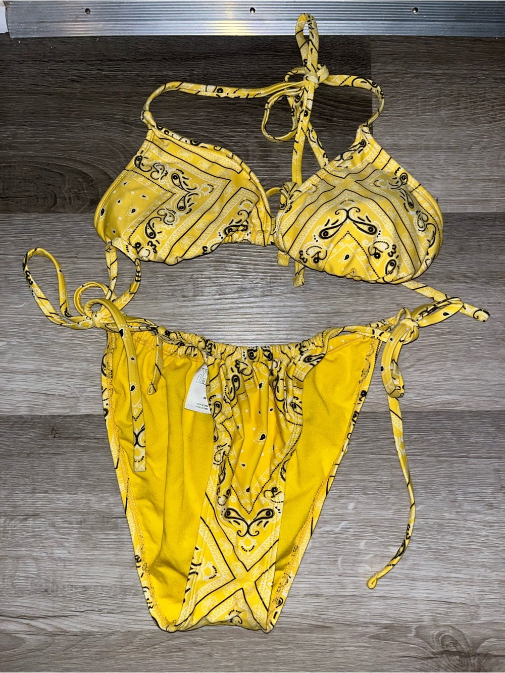 Women Wild Fable Yellow Bandana Print Two Piece Bikini Set